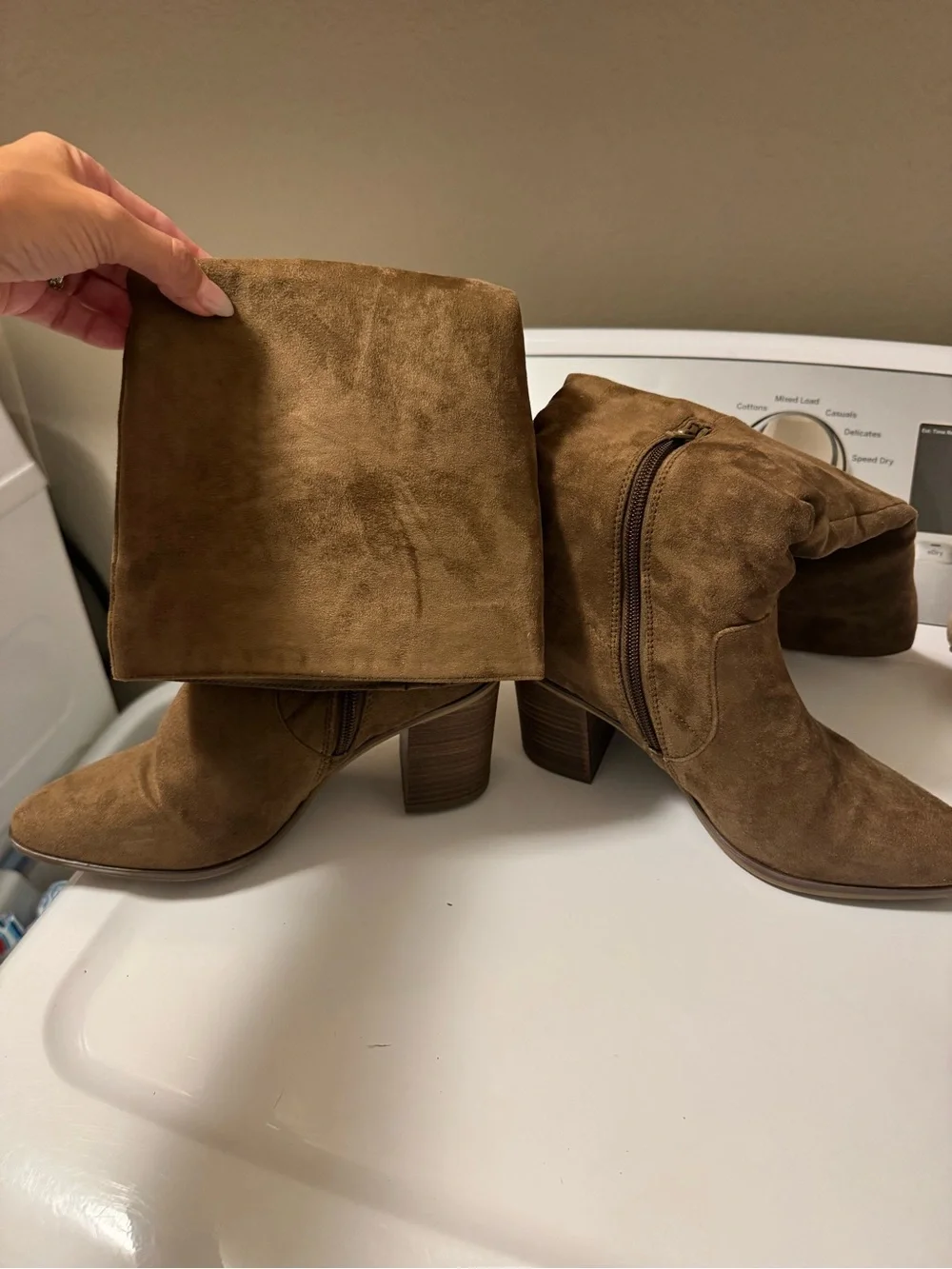 Universal Thread Tall Brown Suede under the Knee Pointed Boots